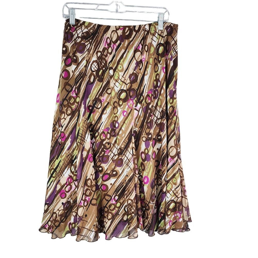 Womans Cato Printed Skirt Brown & Pink Geometric Pattern Plus Size 14/16W